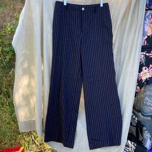 Ralph Lauren Vtg wide leg suit pants 8 chalk stripe blue